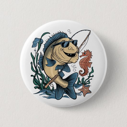 Badge Rond 5 Cm un poisson souriant (Devant)