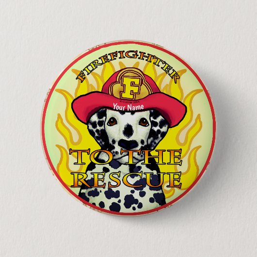 Badge Rond 5 Cm Un pompier dalmate (Devant)