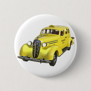 Badge Rond 5 Cm Un taxi jaune classique