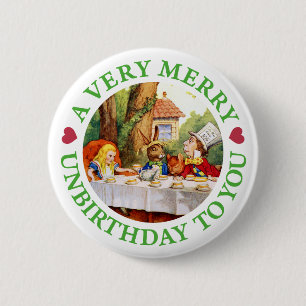 BADGE ROND 5 CM UN UNBIRTHDAY TRÈS JOYEUX À VOUS !