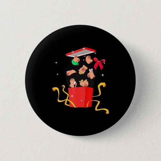 Badge Rond 5 Cm Unboxing Blind Box Capybara Pyjama Ugly Christmas (Devant)