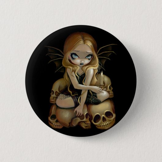 Badge Rond 5 Cm "Une bougie dans" le bouton foncé (Devant)