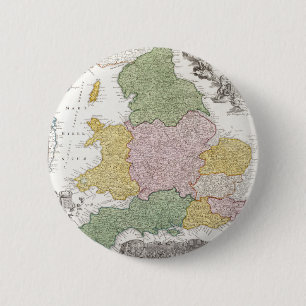 Badge Rond 5 Cm Une carte de l'Angleterre   1760