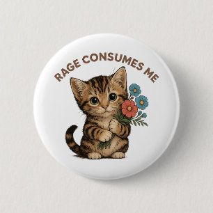 Badge Rond 5 Cm Une Colère de Chat Mignon et Drôle Me Consume