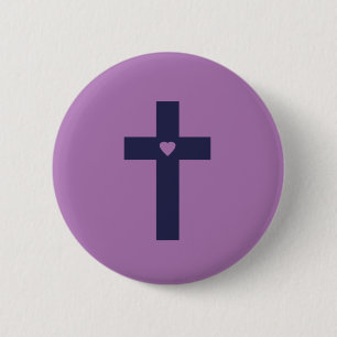 Badge Rond 5 Cm Une croix avec un cœur Art d'amour sacré