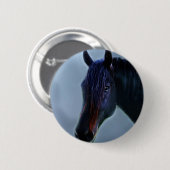 Badge Rond 5 Cm Une curiosité des chevaux (Devant & derrière)