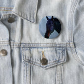 Badge Rond 5 Cm Une curiosité des chevaux (En situation)