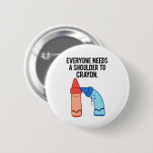 Badge Rond 5 Cm Une Épaule À Crayon Artist Pun Bouton Pin (Devant & derrière)