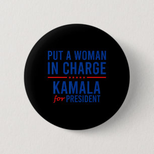 Badge Rond 5 Cm Une Femme À La Tête De Kamala Harris Democrat Poli