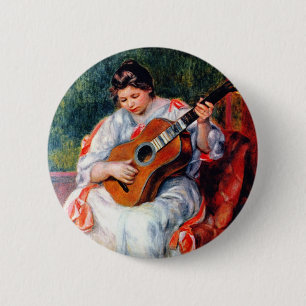 Badge Rond 5 Cm Une femme jouant à la guitare par Pierre Renoir