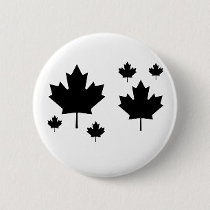 Badge Rond 5 Cm Une feuille d'érable noire graphique, canada, cana