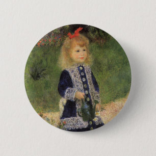 Badge Rond 5 Cm Une fille au arrosoir de Pierre Renoir