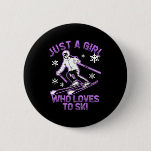 Badge Rond 5 Cm Une fille qui aime le club de ski pour femmes voya