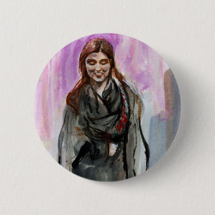 Badge Rond 5 Cm Une fille souriante en noir