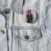 Badge Rond 5 Cm Une fille souriante en noir (En situation)