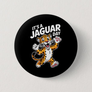 Badge Rond 5 Cm Une journée de jaguar dessin animé animal jungle