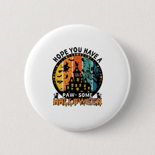 Badge Rond 5 Cm Une Maison Hantée d'Halloween de Sorcière de Chats