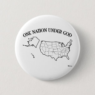 Badge Rond 5 Cm Une nation sous Dieu avec le contour des États-Uni