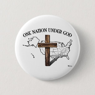 Badge Rond 5 Cm Une nation sous Dieu avec le contour des USA