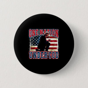 Badge Rond 5 Cm Une nation sous Dieu Trump Prie Jésus Drapeau des