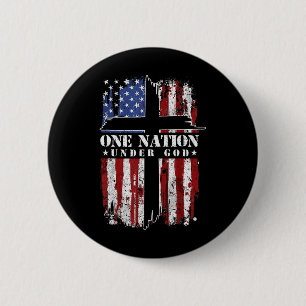 Badge Rond 5 Cm Une nation sous la croix de Dieu Drapeau Usa 4 jui