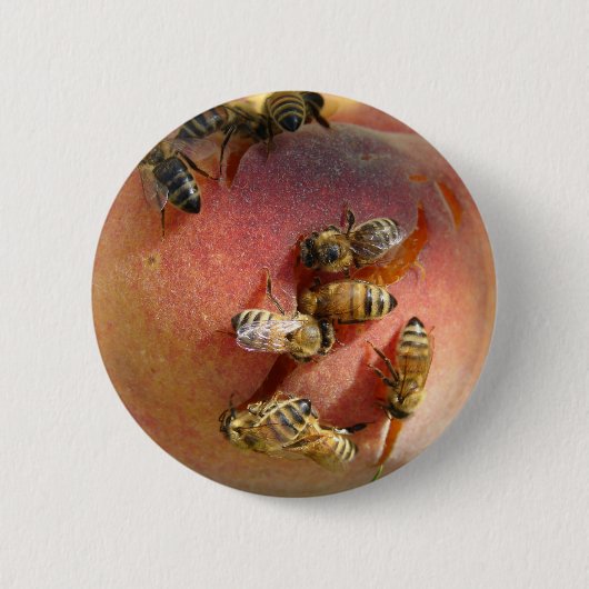 Badge Rond 5 Cm Une Pêche Pour Les Abeilles (Devant)