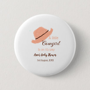 Badge Rond 5 Cm Une petite cowgirl est en route shower bébé orange