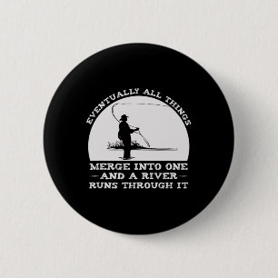 Badge Rond 5 Cm Une Rivière Traverse À Travers Elle Pêche À Voler