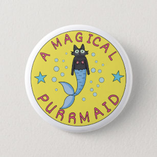 Badge Rond 5 Cm Une Sirène Magique De Purge Kitty Cute Cat Mermaid
