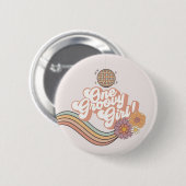 Badge Rond 5 Cm Une Super Fille retro 1ère fête d'anniversaire (Devant & derrière)