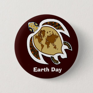 Badge Rond 5 Cm Une tortue pour le jour de la terre sur un bouton