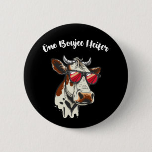 Badge Rond 5 Cm Une vache drôle boujee vintage rétro