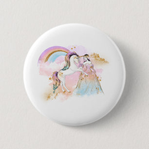 Badge Rond 5 Cm Unicorn Clipart Rainbow Fairytale