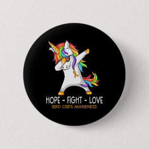 Badge Rond 5 Cm Unicorn Dabbing Hope Fight Love Rsd Crps Sensibili