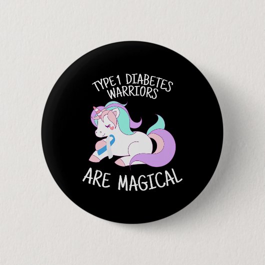 Badge Rond 5 Cm Unicorn Diabetes Warrior Gift  (Devant)
