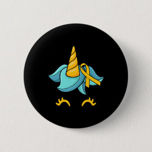 Badge Rond 5 Cm Unicorn Face Enfance Cancer Sensibilisation Ruban