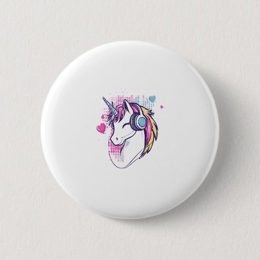 Badge Rond 5 Cm Unicorn Gamer Girl (1) (Devant)