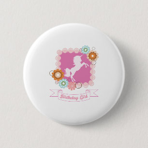 Badge Rond 5 Cm Unicorn Girls Birthday Party