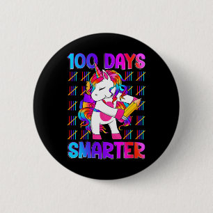 Badge Rond 5 Cm Unicorn Joyeux 100 Jours D'École Plus Intelligente