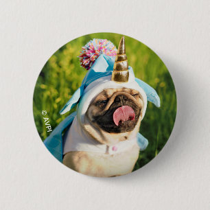 Badge Rond 5 Cm Unicorn pug