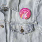 Badge Rond 5 Cm Unicorn Rose Parties scintillant Girls Anniversair (En situation)
