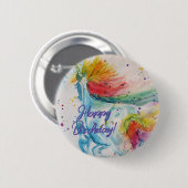 Badge Rond 5 Cm Unicorn Unicorns Rainbow Girls Joyeux anniversaire (Devant & derrière)