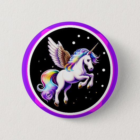 Badge Rond 5 Cm Unicorne arc-en-ciel magique (Devant)