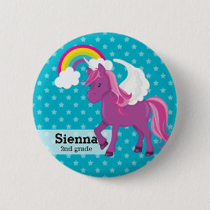 Badge Rond 5 Cm Unicorne * Choisissez votre couleur arrière - plan