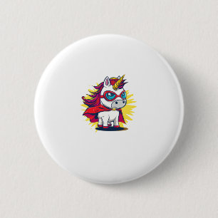 Badge Rond 5 Cm Unicorne cool avec Superhero Cape Costume Long Sle