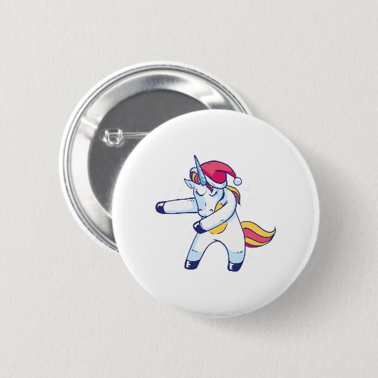 Badge Rond 5 Cm Unicorne de Noël (Devant & derrière)