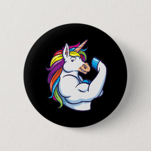 Badge Rond 5 Cm Unicorne musculaire - Funny Magical Fitness Bodybu