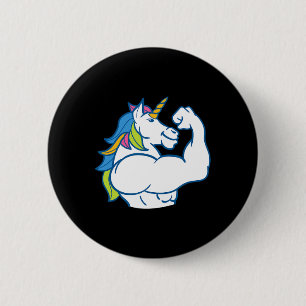 Badge Rond 5 Cm Unicorne musculaire - Funny Magical Fitness Bodybu