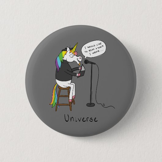 Badge Rond 5 Cm Unicorne Poésie Drôle Carton mignon (Devant)