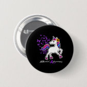 Badge Rond 5 Cm Unicorne Purple Alzheimer Sensibilisation - Fin de (Devant & derrière)